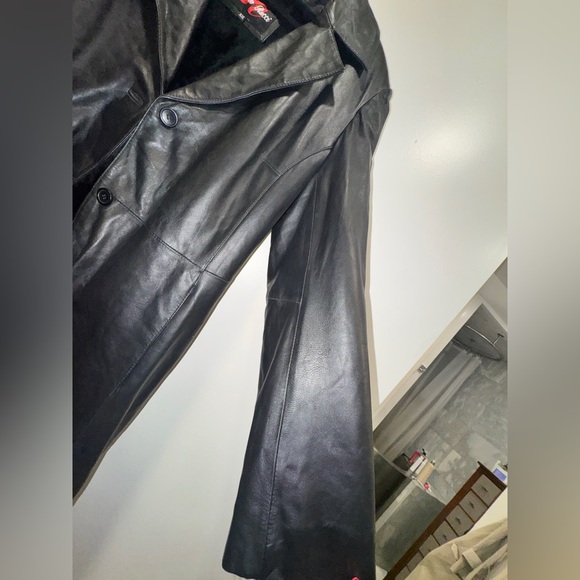 Luxury Genuine Leather Longline Coat Adjustable Tie Waist Unisex & Curvy Fit XXL - Picture 16 of 17